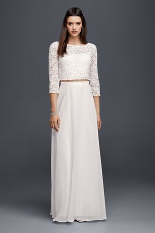 Lace Wedding Crop Top with 3/4 Length ...